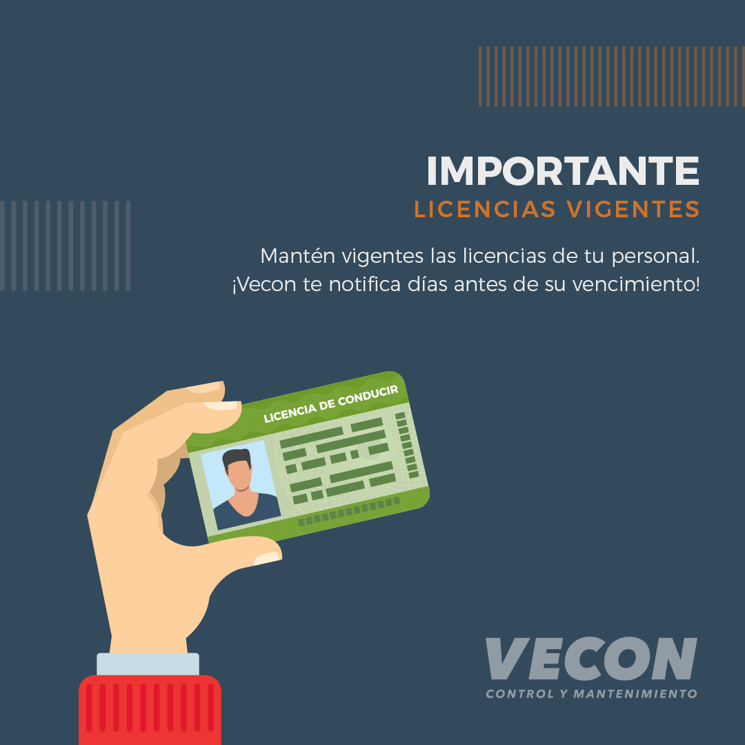 Vecon8's tweet photo. Importante: Mantener vigentes las licencias de tu personal.
¡#Vecon te notifica días antes de su vencimiento!

#VECON #Control #Administración #Mantenimiento #Servicios #Cargadecombustible #Refacciones
#Particulares #Vehiculosparticulares #Empresas #Flotillasempresariales https://t.co/GYcUr2OUdj