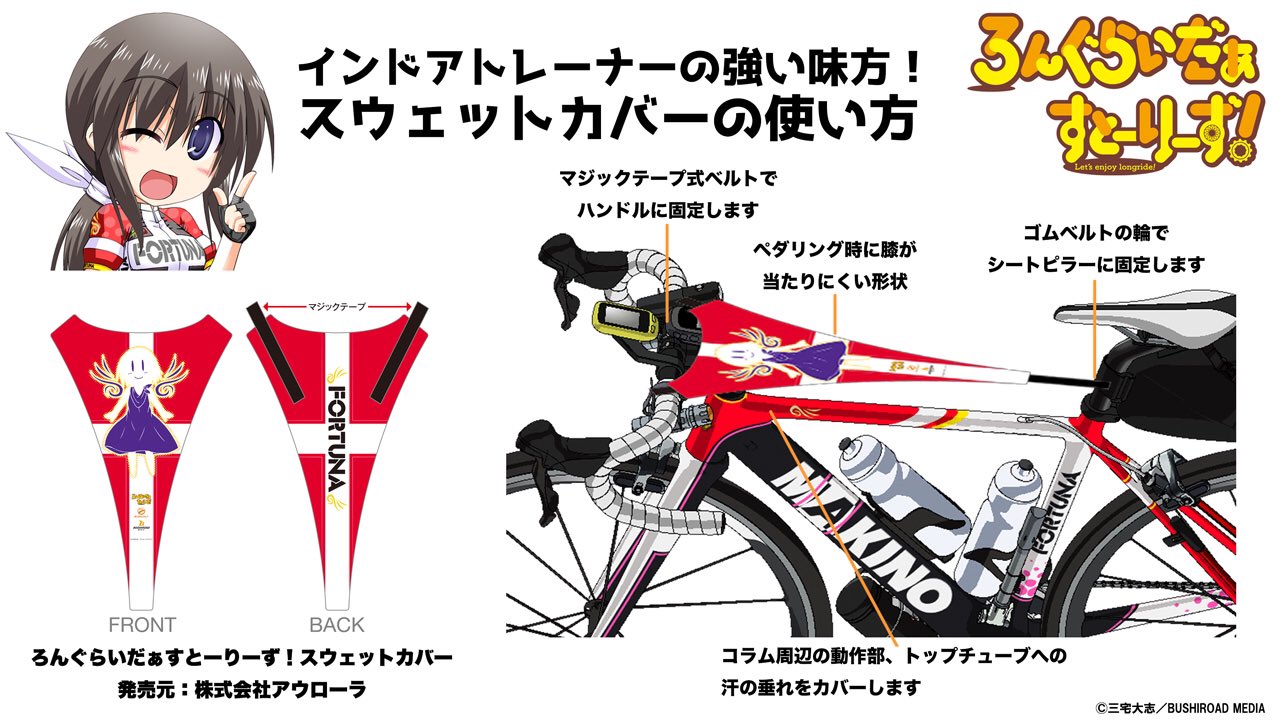 ファイス株式会社 株式会社アウローラ ろんぐらいだぁすとーりーず スウェットカバー は サイクルトレーナーを使ったインドアトレーニング時に 自転車に直接汗が垂れないようにする専用グッズ フォルトゥーナの女神様があなたを見守ります