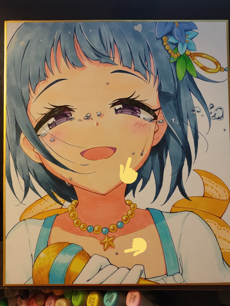 ট ইট র ゆーしぃ ちなみにこれね コピックの青インクが飛散したから水滴に見立てて強引に誤魔化したやつ