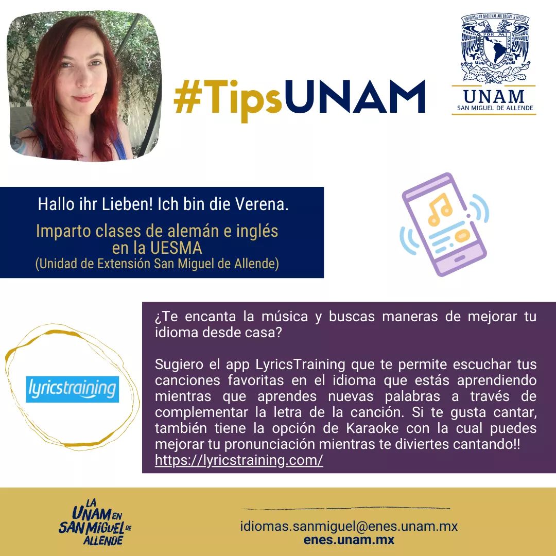 UNAMSanMiguel's tweet photo. #TipsUNAM 📲
Conoce nuevas herramientas que te servirán para desarrollar tus habilidades en el idioma 👇
👉https://t.co/Ezf0fCC8Gi https://t.co/C2ZMMx8cpp