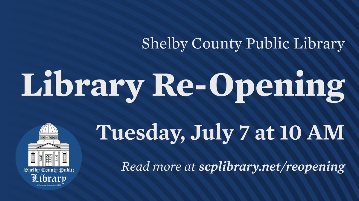 This is what you've been waiting for! We are reopening on Tuesday, July 7! Our hours, services, and capacity will be limited as we comply with Healthy at Work requirements for public libraries. 

Read more on our website at scplibrary.net/reopening!