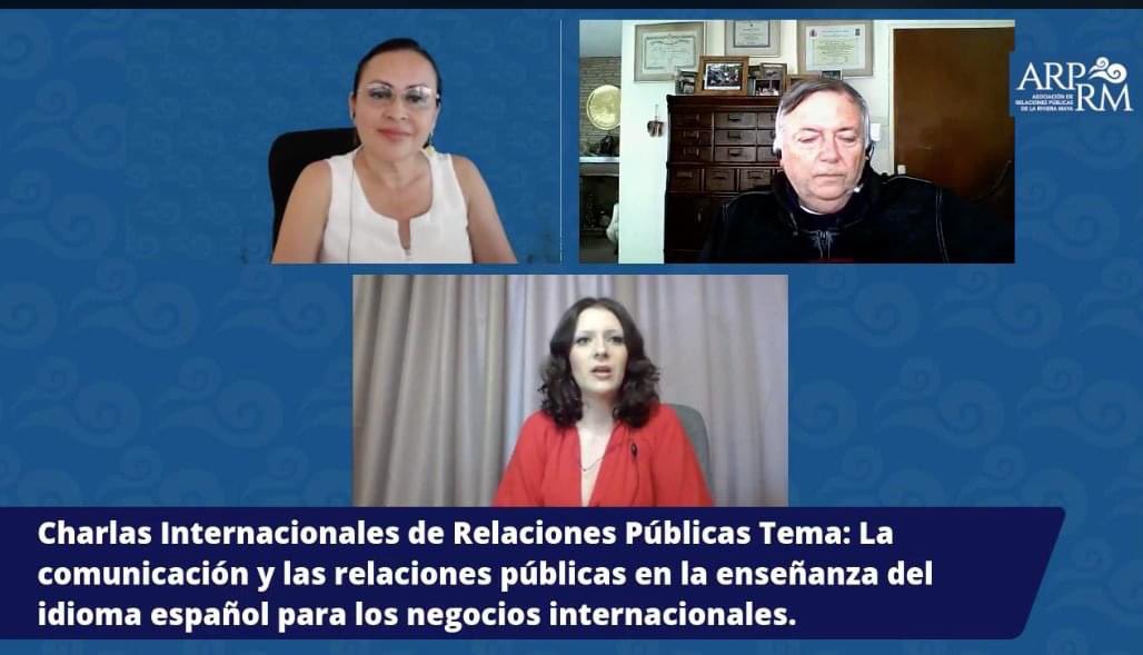 CozumelPR's tweet photo. Charlas Internacionales de Relaciones Públicas Tema: La comunicación y las relaciones públicas en la enseñanza del idioma español para los negocios internacionales. #Mira la charla completa 👉🏻
 https://t.co/VNH4umNMG4 @danielcohencba @RocioMenar  @ARPRM_ https://t.co/7CHDcQhfOd