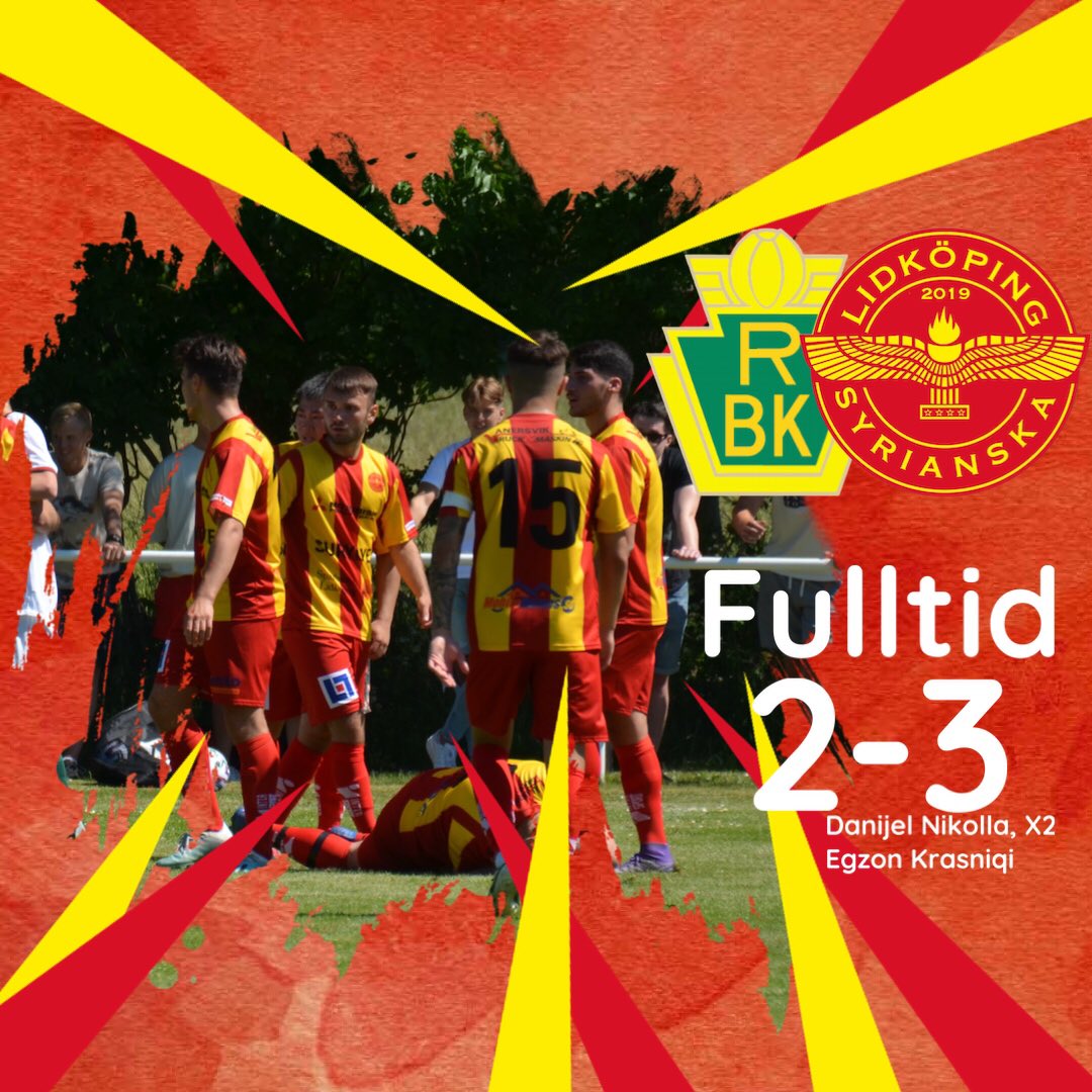 SyrianskaFK's tweet photo. FULLTID

Vinst med 2-3 över @RBKherr, tack för en god match! 

#tihesuryoye ❤️💛 https://t.co/W2gZ28J0eC