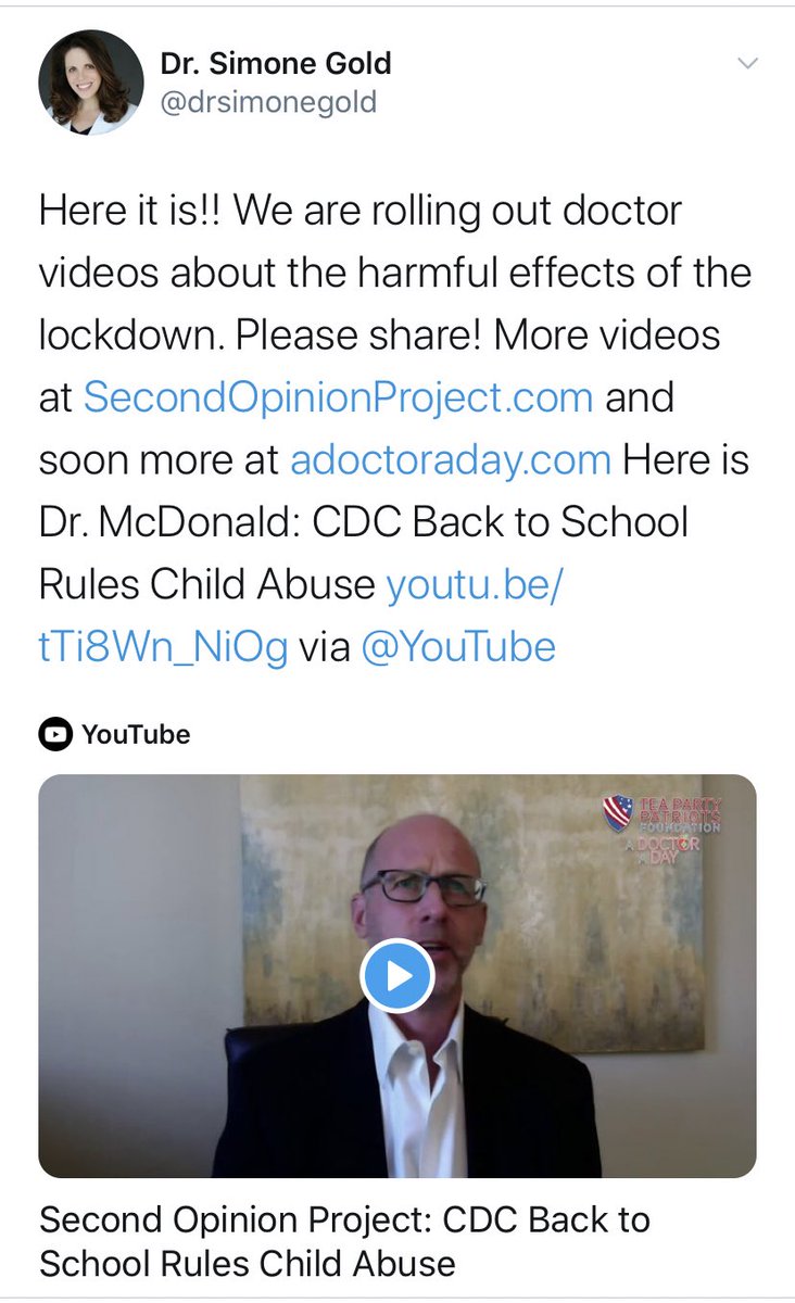 Dr Gold who wrote the letter to Trump, also appeared on conservative talk radio advocating for the use of hydroxychloroquine, is involved w/Tea Party Patriot Videos where conservative doctors give their "second opinion". Dr. McDonald (on the panel) also made a video.