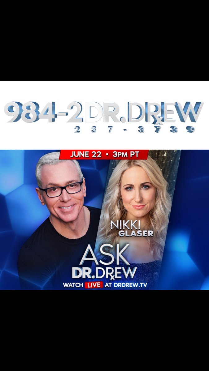 Today on drdrew.tv! Join me and <a href="/NikkiGlaser/">Nikki Glaser</a>. Taking calls Live!