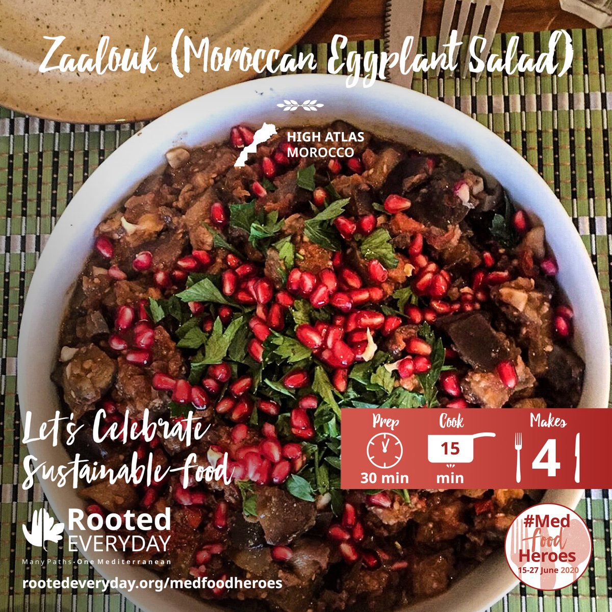 MedNatureCultur's tweet photo. Zaalouk by #MedFoodHeroes Ambassador Sahar Elhallak is a traditional eggplant salad that can be prepared in hundreds of different ways. https://t.co/XGbdi4MQgm #MedFoodHeroes #RootedEveryday @Glob_Diversity https://t.co/YnH80DdiKg