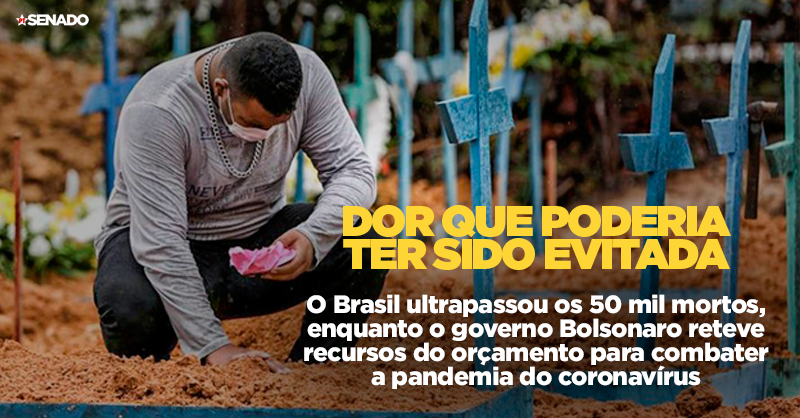 Despreparo e insensibilidade de Bolsonaro não param de surpreender. Até 19 de junho, de um total de R$ 38,9 bi q deveriam ser usados para salvar vidas, o governo só pagou R$ 11,4 bi. Recursos q iriam para estados e municípios são usados para comprar apoio contra o impeachment.