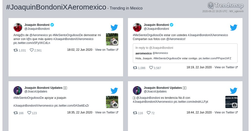 #joaquinbondonixaeromexico es ahora una tendencia en Mexico

trendsmap.com/r/MX_vgkmmh
