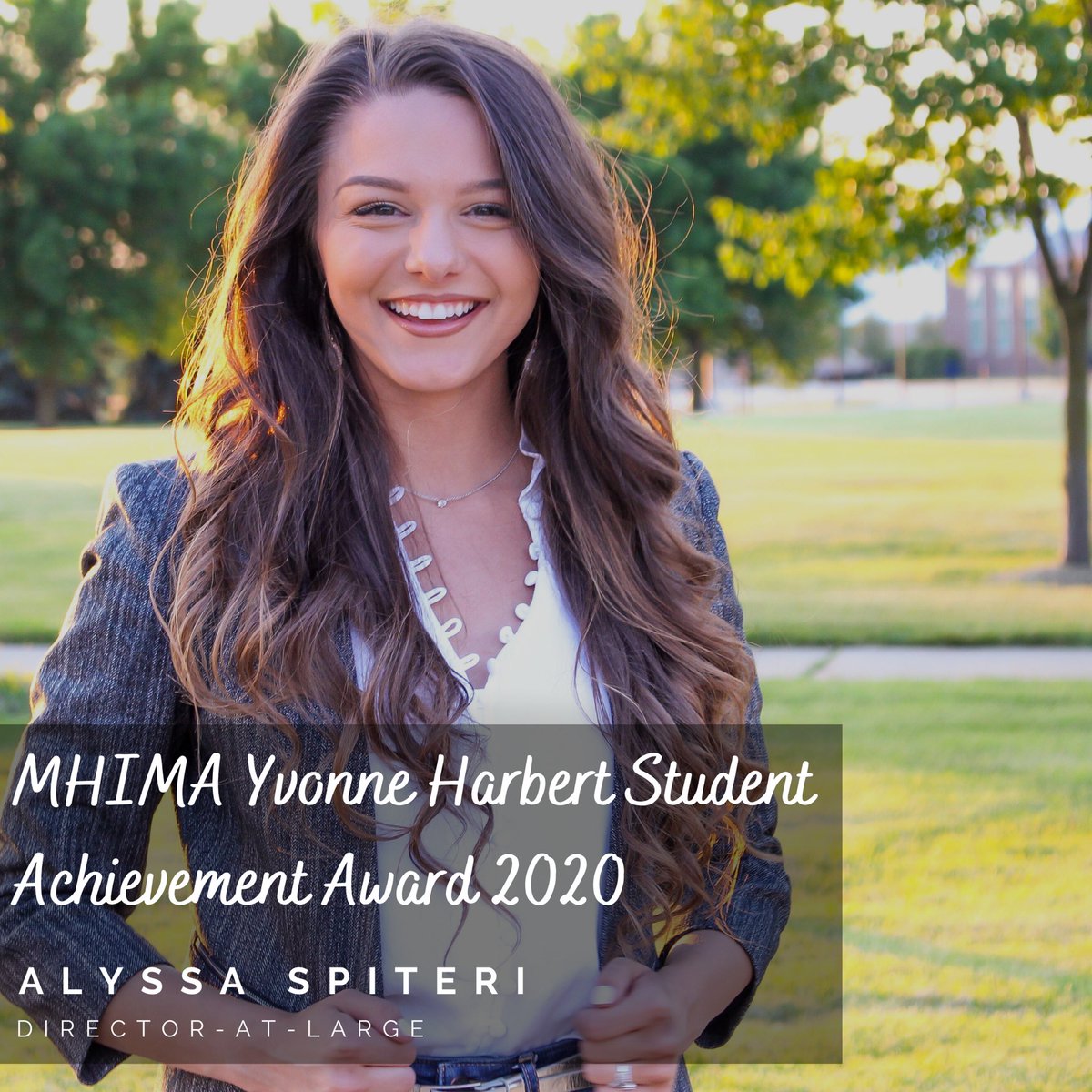 alyssaespiteri's tweet photo. I am humbled and honored to have been awarded the @mhima_mi 2020 Yvonne Harbert Student Achievement Award! Thank you to my mentors and professors who have supported me through the #GVSU #HIMprogram and my association involvements. #MHIMA #AHIMA https://t.co/Wye1nVotmk… https://t.co/ZY7qFTupn8