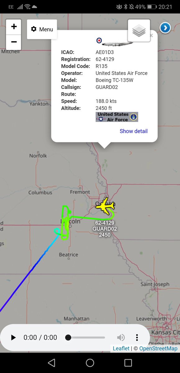 freedar_uk's tweet photo. #USAF - #Boeing TC-135W - #GUARD02 - #55WG | #38RS - @Offutt_AFB  🇺🇸

Appears To Have Done Some Work At Lincoln Municipal Airport (@LNKairport) &amp; Now Heading Back To Offutt.

The TC-135W Is Mainly Used To Train Crews For The Rivet Joint Variant. https://t.co/qbra7b4KZE