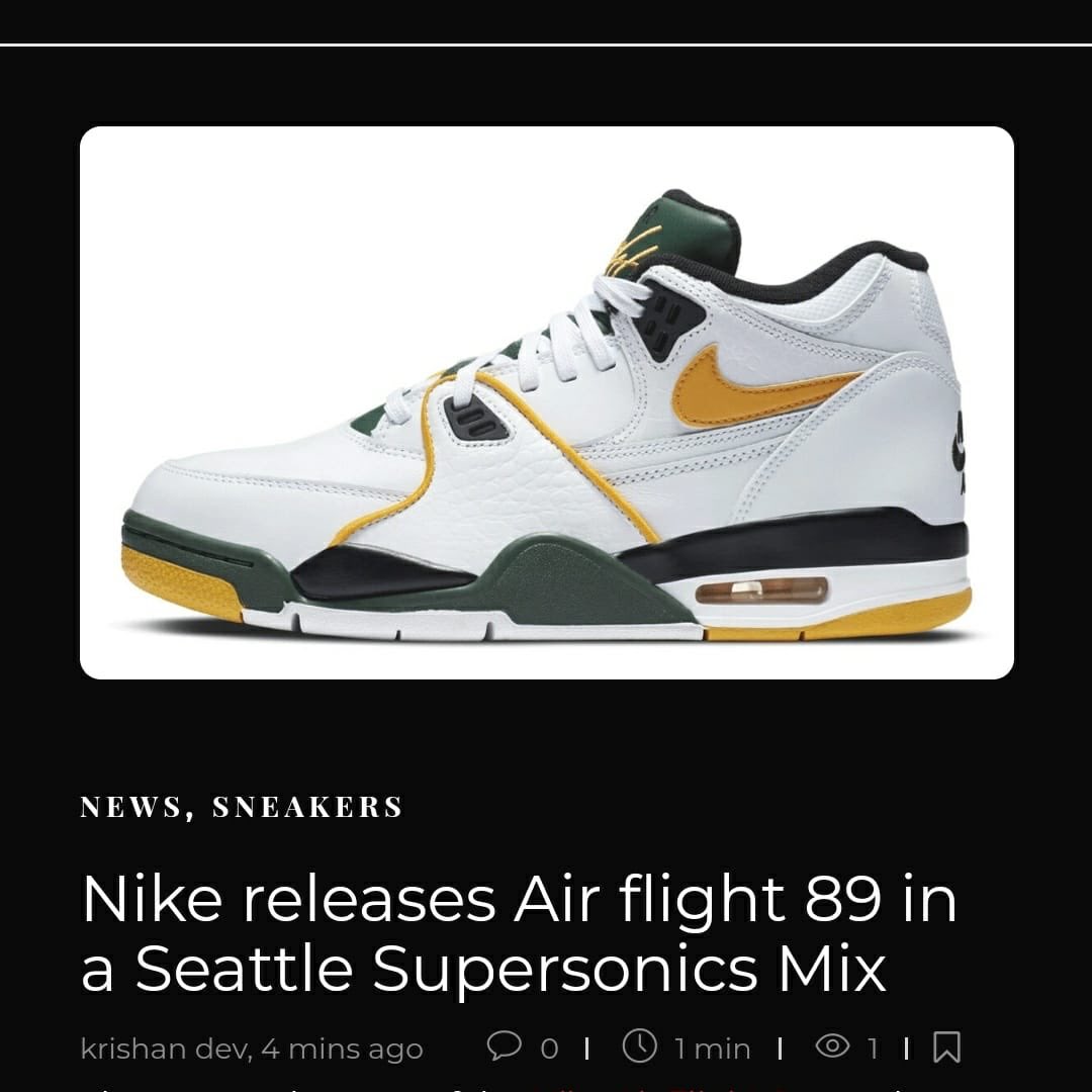 StreetSenseIN's tweet photo. #Nike releases #AirFlight 89 in a Seattle Supersonics Mix – Tap on the link below to know all about it: https://t.co/kZr2RcodF6
•
#sneakerheads #sneakernews #SneakerScouts #sneakerhead #streetwear #streetsense #sneakers #sneakerblog #nikeshoes #NikeShoesMatter #JustDoIt https://t.co/JnDxld58XT