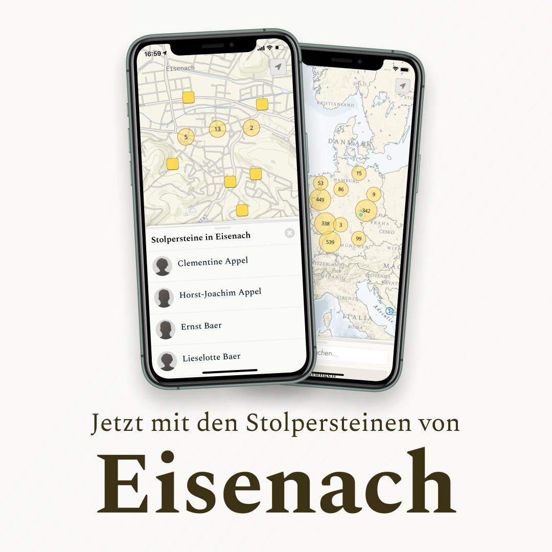 Ab sofort sind auch die 72 Stolpersteine von Eisenach in der App verfügbar! #Eisenach #Stolpersteine

stolpersteine-guide.de/map/staedte/10…