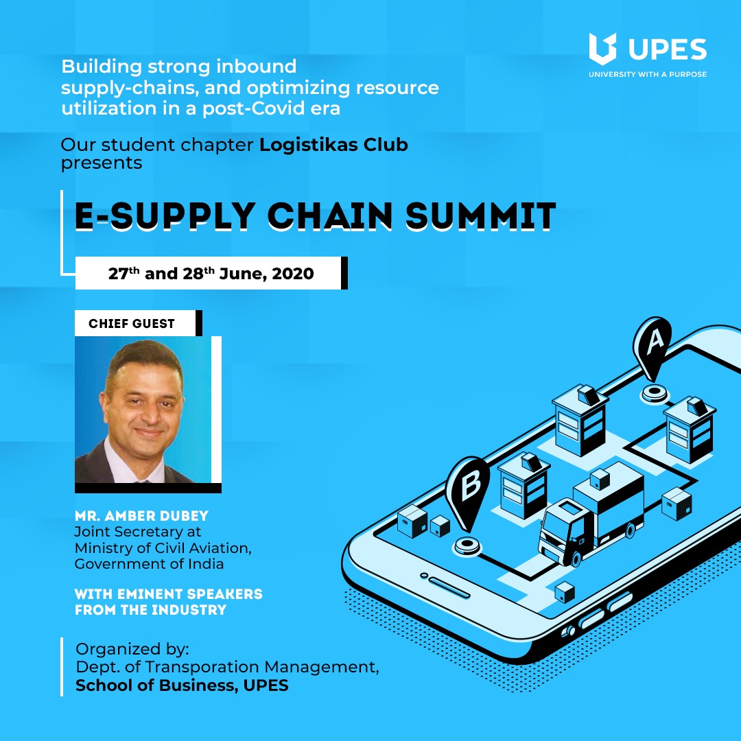 UPESDehradun's tweet photo. Join in a critical conversation about building strong inbound supply chains, adoption of technology, and skillful resource utilization at our E-Supply Chain Summit, organized by the dept of Transportation Management, #UPESSchoolOfBusiness on 27th-28th June
https://t.co/hTwxvjFuNl https://t.co/G6zlP8mQe2