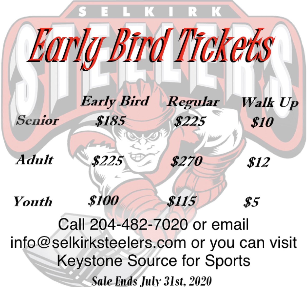 selkirksteelers's tweet photo. Early Bird Ticket Sale is Open! lock in your spot, exactly where you want.
#stb2020 #houseofsteel #steeltown #castthemold #beatthebox #yourteam #yourcommunity https://t.co/26WasGfvUa
