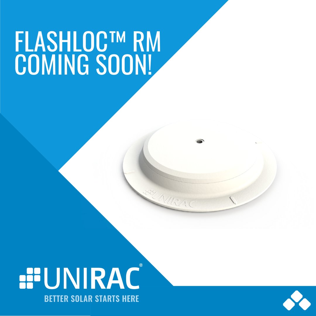 Unirac's tweet photo. A new industry standard for strength! 6,600+ lbs ultimate uplift. 
Flashloc RM is almost here. Be on the lookout for more info.  
#bettersolarstartshere #notjustrail #FlashlocRM #Commercialsolar https://t.co/g2FY9TUnnP