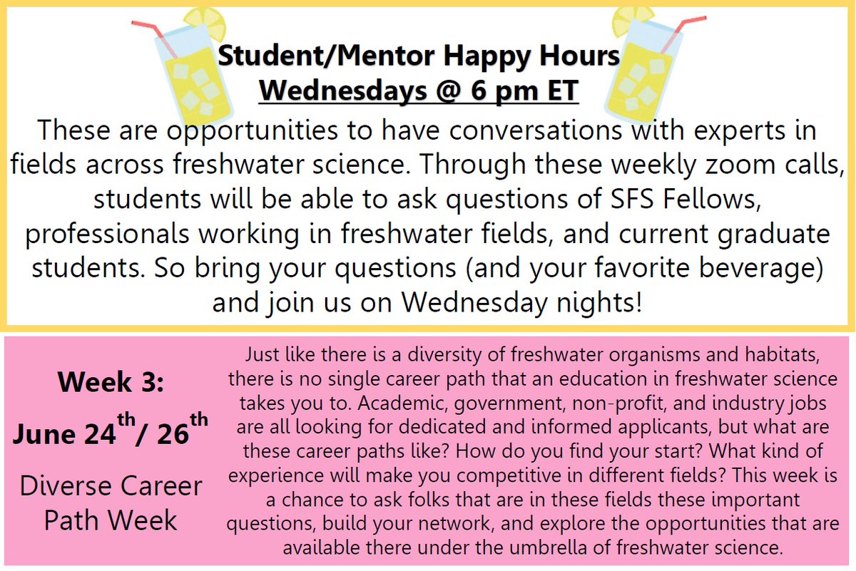 There's also the Student/Mentor Happy Hour, Wednesday at 6 pm EST! We'll be having an open conversation between students and professionals from across diverse career paths. It's a great chance to explore the possibilities after your degree!Register here:  https://forms.gle/wXp6QpCPpCrmyYsm9