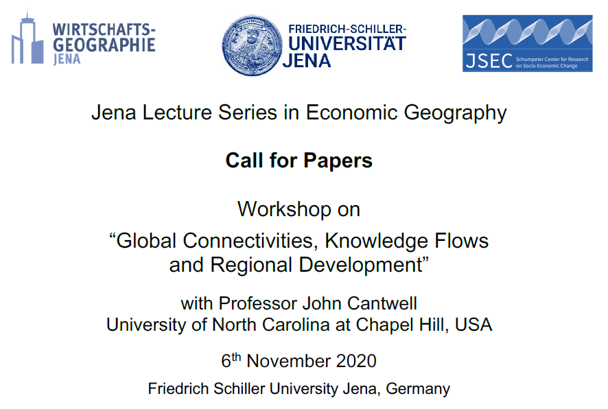 wigeo_jena's tweet photo. #CallforPapers: Workshop on “Global #Connectivities, #KnowledgeFlows and #RegionalDevelopment” with John Cantwell at Jena University on Nov 6th, 2020
#wigeojena #unijena https://t.co/gao8fmzZl9