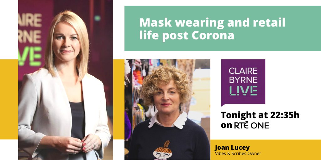 VibesCraft's tweet photo. Our Owner and Founder, Joan Lucey, will join @ClaireByrneLive to discuss the impact of Covid-19 and mask wearing on retail businesses, shinning a spotlight on the Cork business community. Tune in tonight at 22:35h and join the discussion here on our social media. https://t.co/B2M6qN2H9i