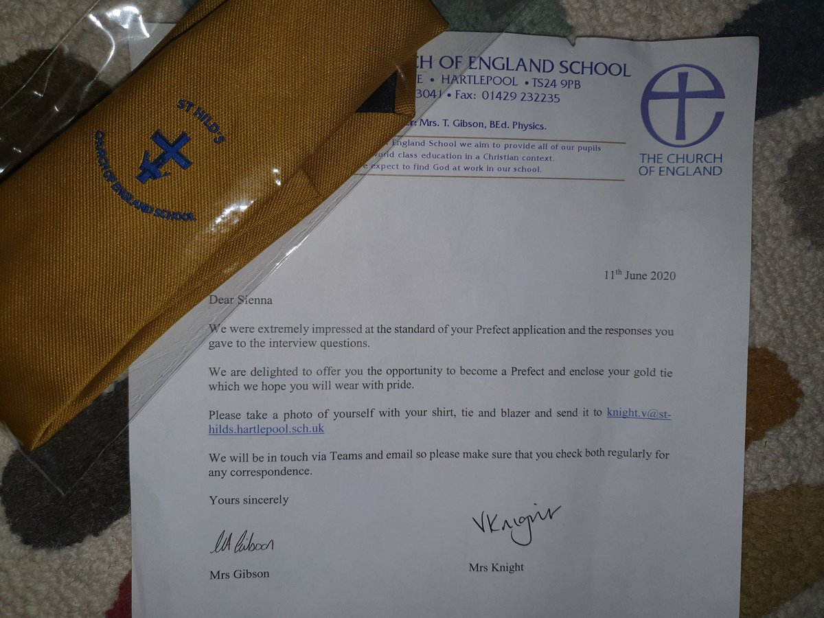 ChloeSmith1980x's tweet photo. A nice surprise in the post today  @StHildsSchool #prefect #goldtie https://t.co/oB7GTeHGXB