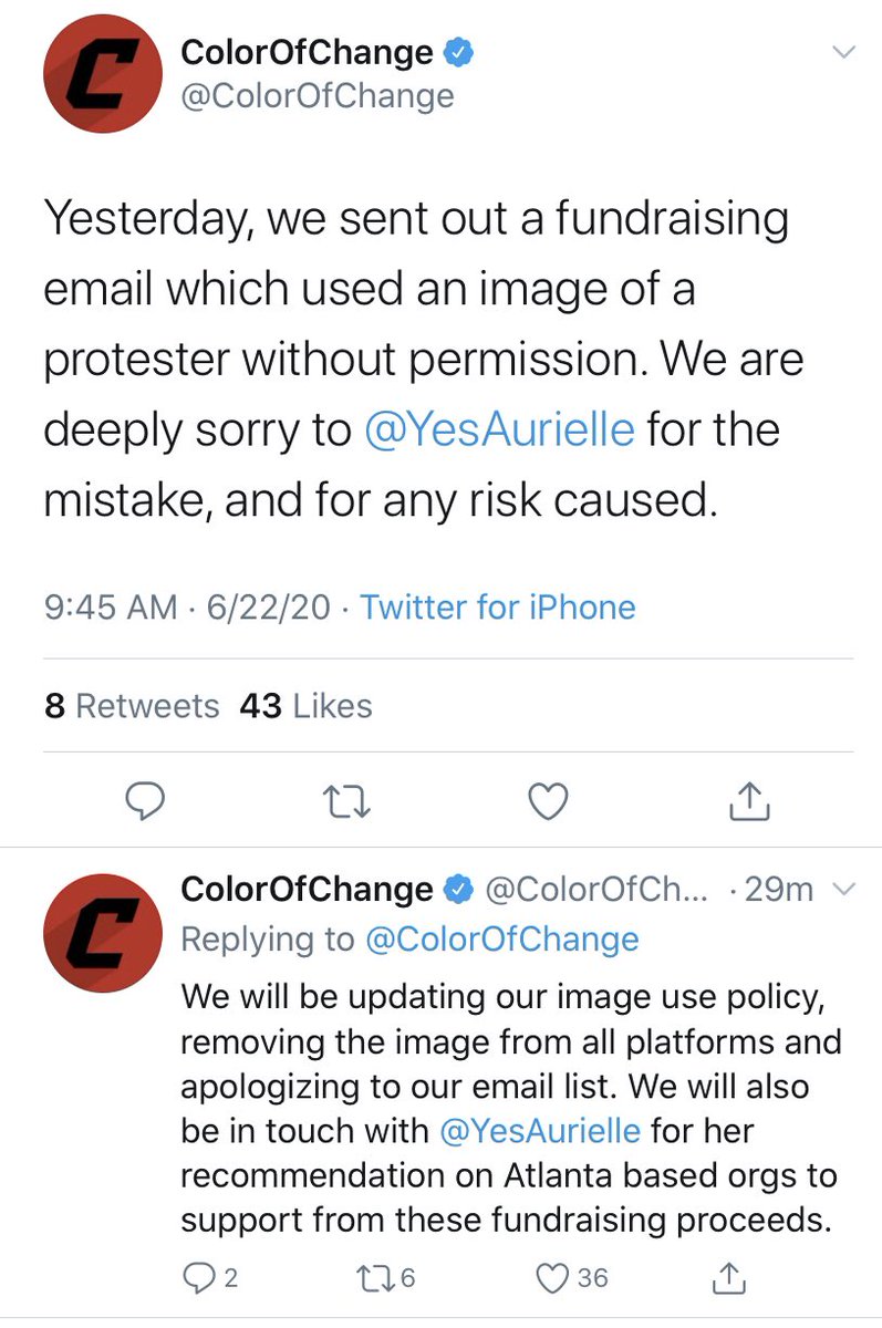  @ColorOfChange sent out these tweets, BEFORE contacting me. I have not been contacted by anyone from the organization.So, are y’all really sorry or are you trying to get ahead of the public embarrassment?