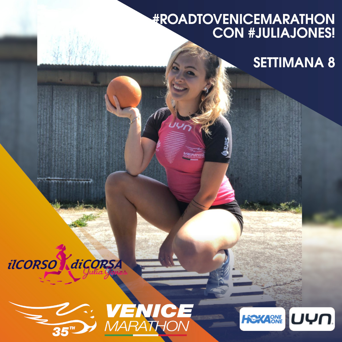 Venicemarathon's tweet photo. #ROADTOVENICEMARATHON CON #JULIAJONES 🏃‍♀️🏃‍♂️ NOI CI CREDIAMO!
OTTAVA SETTIMANA di allenamento in preparazione alla #Venicemarathon e alla #VM10K! Scarica la tabella 👉 https://t.co/7S257XlYPC e inizia il PRIMO ALLENAMENTO SETTIMANALE!
#UYN @HOKAONEONE @juliainitaly #AliceCherciu https://t.co/1T7ucuY64h