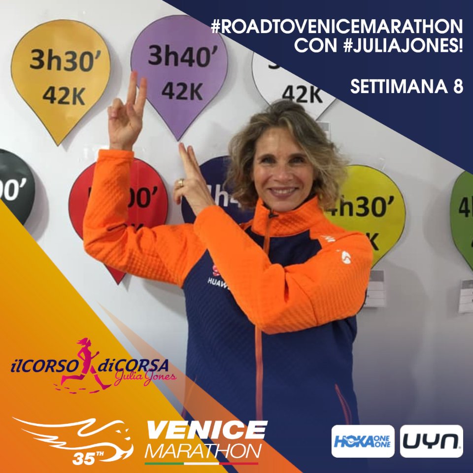 Venicemarathon's tweet photo. #ROADTOVENICEMARATHON CON #JULIAJONES 🏃‍♀️🏃‍♂️ NOI CI CREDIAMO!
OTTAVA SETTIMANA di allenamento in preparazione alla #Venicemarathon e alla #VM10K! Scarica la tabella 👉 https://t.co/7S257XlYPC e inizia il PRIMO ALLENAMENTO SETTIMANALE!
#UYN @HOKAONEONE @juliainitaly #AliceCherciu https://t.co/1T7ucuY64h