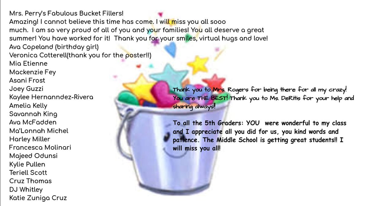 GablesGator's tweet photo. Last SHOUT OUT to our Bucket Fillers! Congratulations to all our Gables Ss&amp;staff that filled our buckets w kindness this year. #Keepmakingadifference #fillbuckets  #GablesRocks #BucketFillingCommunity @Jloveland7 @LaurenGanley @lori_celiberti @TamiCrader https://t.co/mkBHteEbri