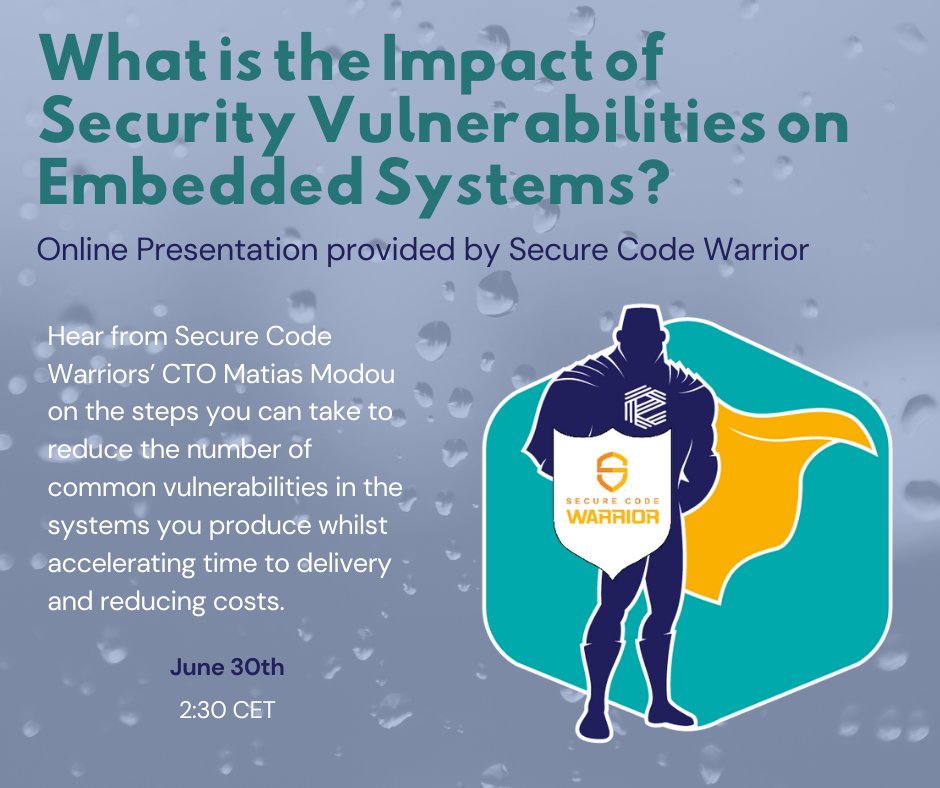 emendasoftware's tweet image. Join us on this 40 minute webinar being broadcast on 30th June 2020 at 2:30pm CET emenda.com/secure-code-wa…

#SecurityVulnerabilities #EmbeddedSystems #Emenda #Webinar #SecCodeWarrior