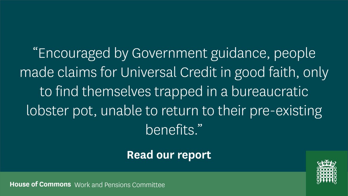 The Government encouraged people to claim  #UniversalCredit if they needed support because of  #coronavirus.This worked well for lots of people, but some people who were on previous benefits found themselves worse off when they followed this guidance & moved to Universal Credit.