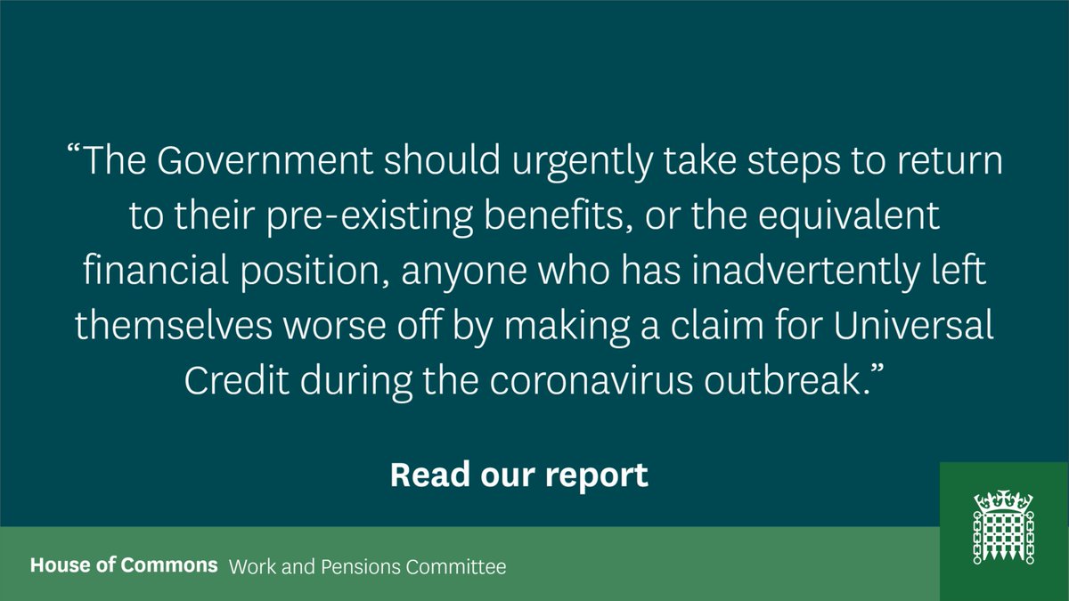 The Secretary of State  @theresecoffey committed to solve this problem. But nothing has changed.In our report we recommend that  @DWP urgently returns people to pre-existing benefits or equivalent.