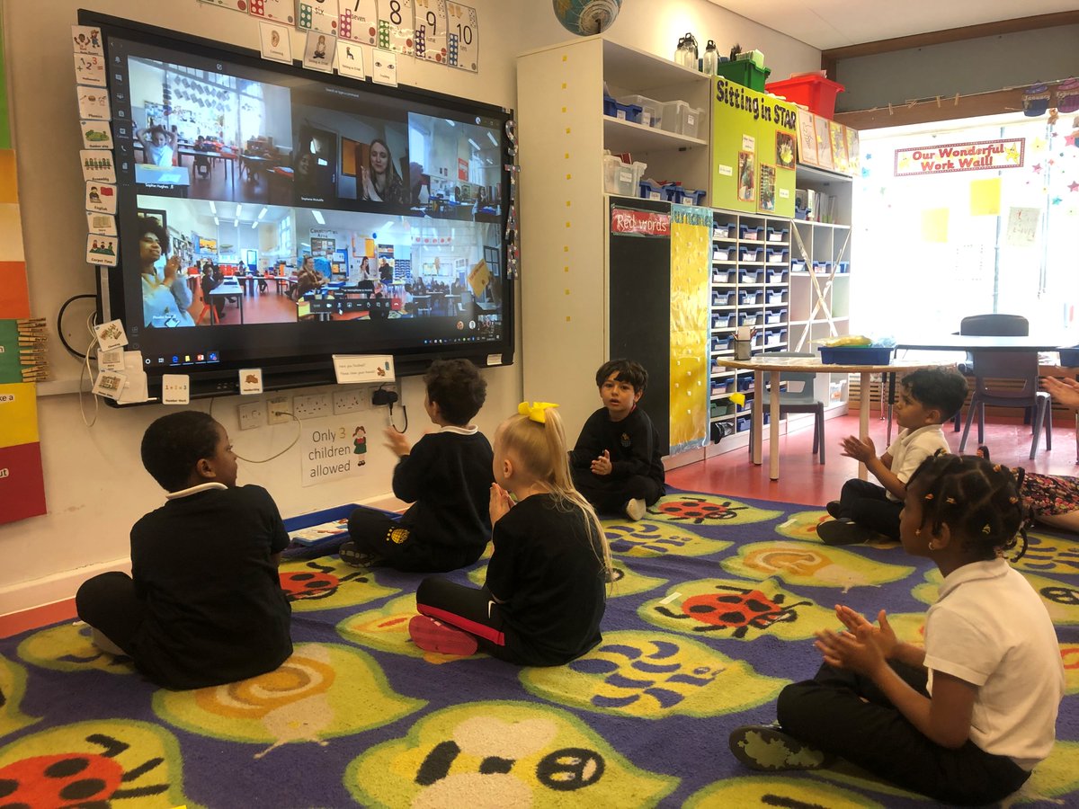 ArkGlobeAcademy's tweet photo. Last week we had our first virtual 'Star of the Week assembly' in Primary, where teachers celebrated one Star in each bubble. Bubbles dialled in from their separate classrooms to celebrate achievements together as a #community #arkglobewow https://t.co/1evVdHKpsj