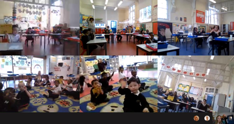 ArkGlobeAcademy's tweet photo. Last week we had our first virtual 'Star of the Week assembly' in Primary, where teachers celebrated one Star in each bubble. Bubbles dialled in from their separate classrooms to celebrate achievements together as a #community #arkglobewow https://t.co/1evVdHKpsj