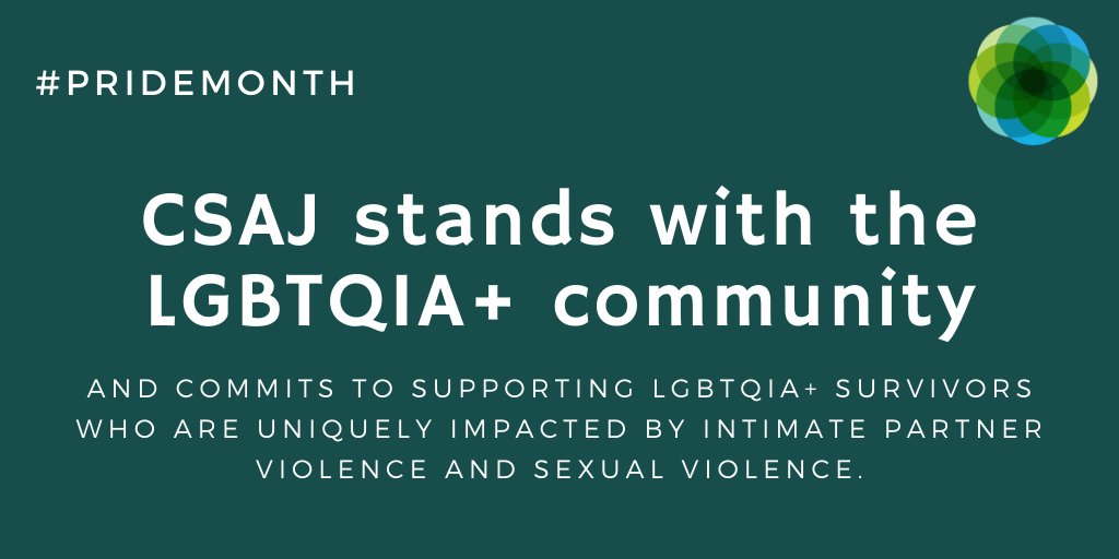 CSAJNews's tweet photo. Continuing #PrideMonth w/ CSAJ as we continue in the fight for equal access to resources and economic justice for LGBTQIA+ survivors, and recognize the intersections of gender, sexuality, race, documentation, ability &amp; class that affect their lived experiences as survivors. #CSAJ https://t.co/RqH1JDwZB8