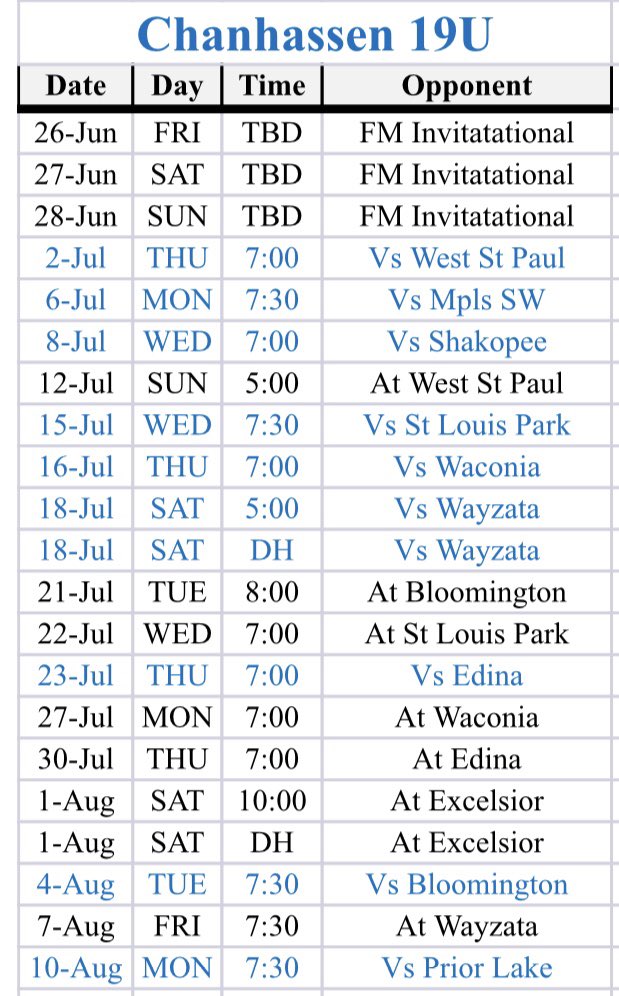Chanhassen Summer Baseball tweet media