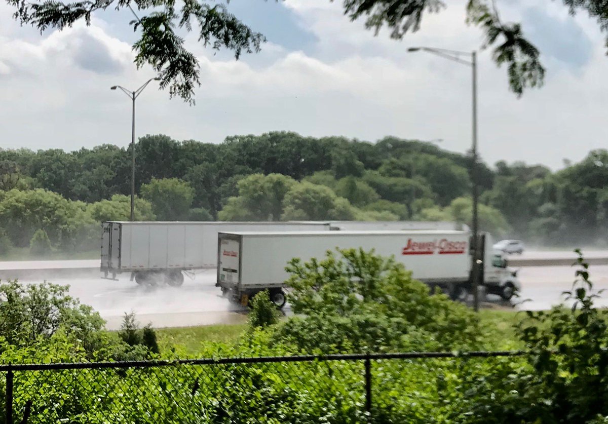 BeauDuran's tweet photo. From Kris Habermehl in #Mobile780 in #Schaumburg where the sun's shining but roads are wet & slick following a cell of heavy rain that moved through and is now near @fly2ohare. Remember if your windshield wipers are on state law says your headlights must be also @WBBMNewsradio https://t.co/PAIzFiMeaF