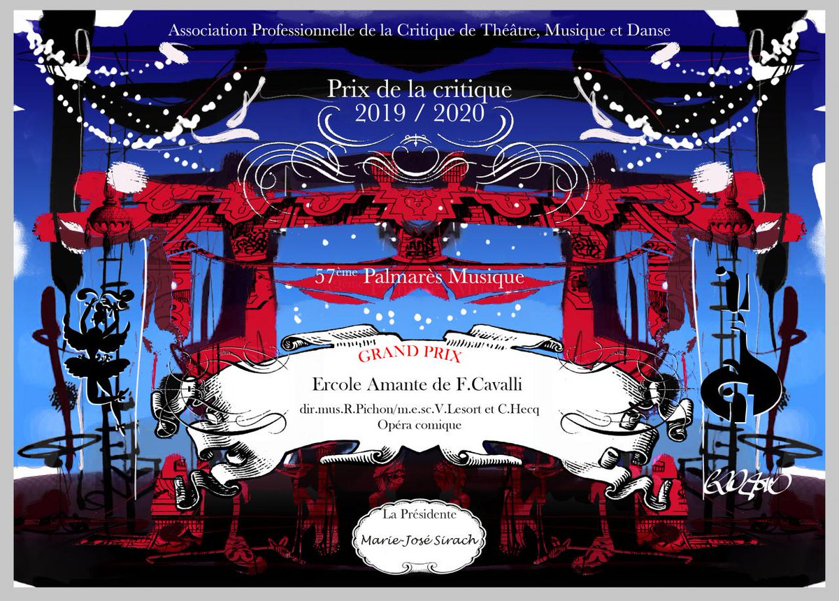 L'Opéra Comique est fier de voir l'opéra Ercole Amante, récompensé du Grand Prix Musique du Syndicat professionnel de la Critique. Un spectacle mis en scène par @Valérie Lesort et <a href="/ChristianHecq/">christian hecq</a> et dirigé par <a href="/RaphaPichon/">Raphaël Pichon</a>, en coproduction avec <a href="/CVSpectacles/">Château de Versailles Spectacles</a> et <a href="/operadebordeaux/">Opéra de Bordeaux</a>.