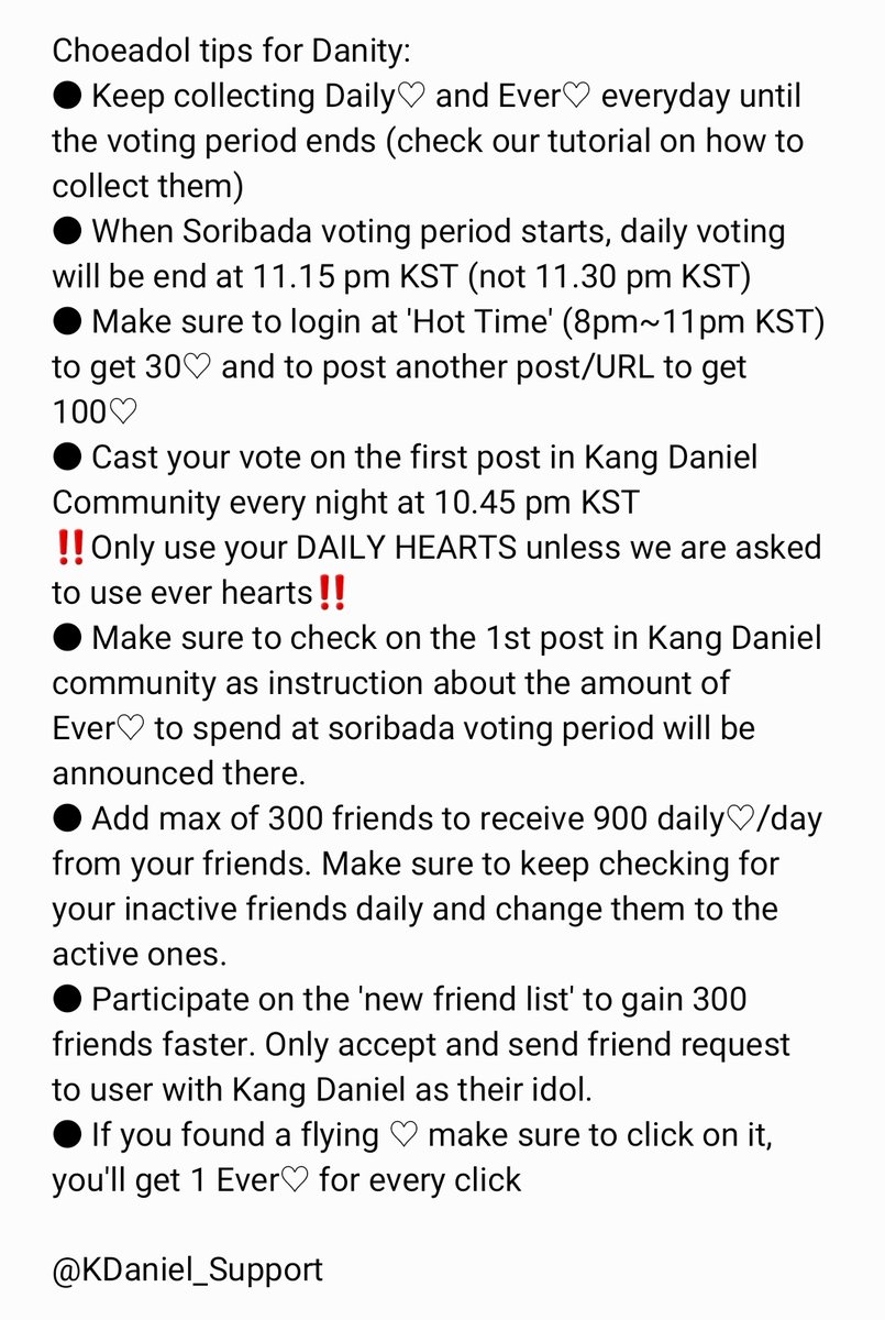 [] Choeaedol Tips for Danity● Make sure to install the aps and keep collecting Daily and Ever hearts ● Please check our simple tutorial in this thread, if you have any question our DM is opened :) @konnect_danielk #강다니엘  #KANGDANIEL.