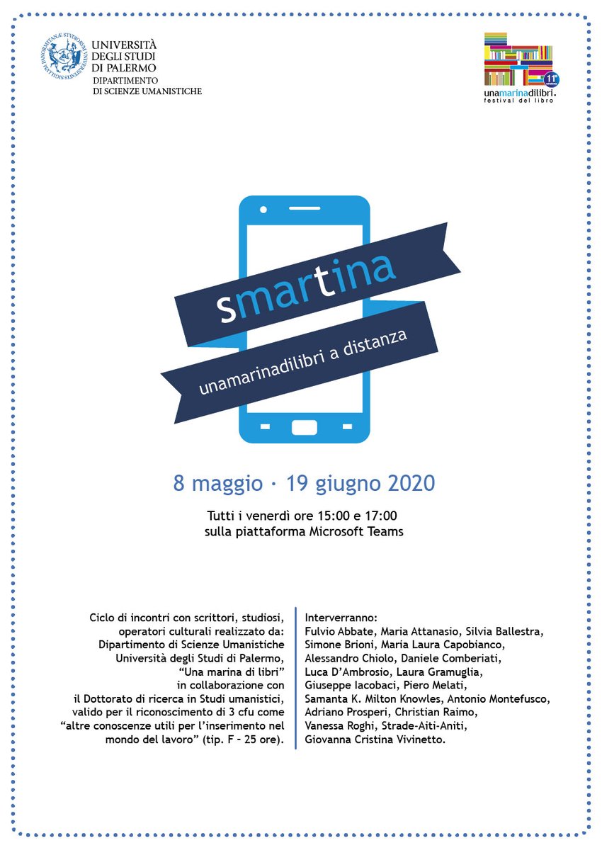 MarinaDiLibri's tweet photo. Si è conclusa venerdì scorso #sMSRtINA, la rassegna online di Umdl 2020.
A questo link, la registrazione degli ultimi due incontri, con Alessandro Chiolo e con la poetessa Giovanna Cristina Vivinetto.
https://t.co/dAJPO6QzJk
Tutti gli incontri: https://t.co/qD8JRHBDkg https://t.co/fJQHycNZpE