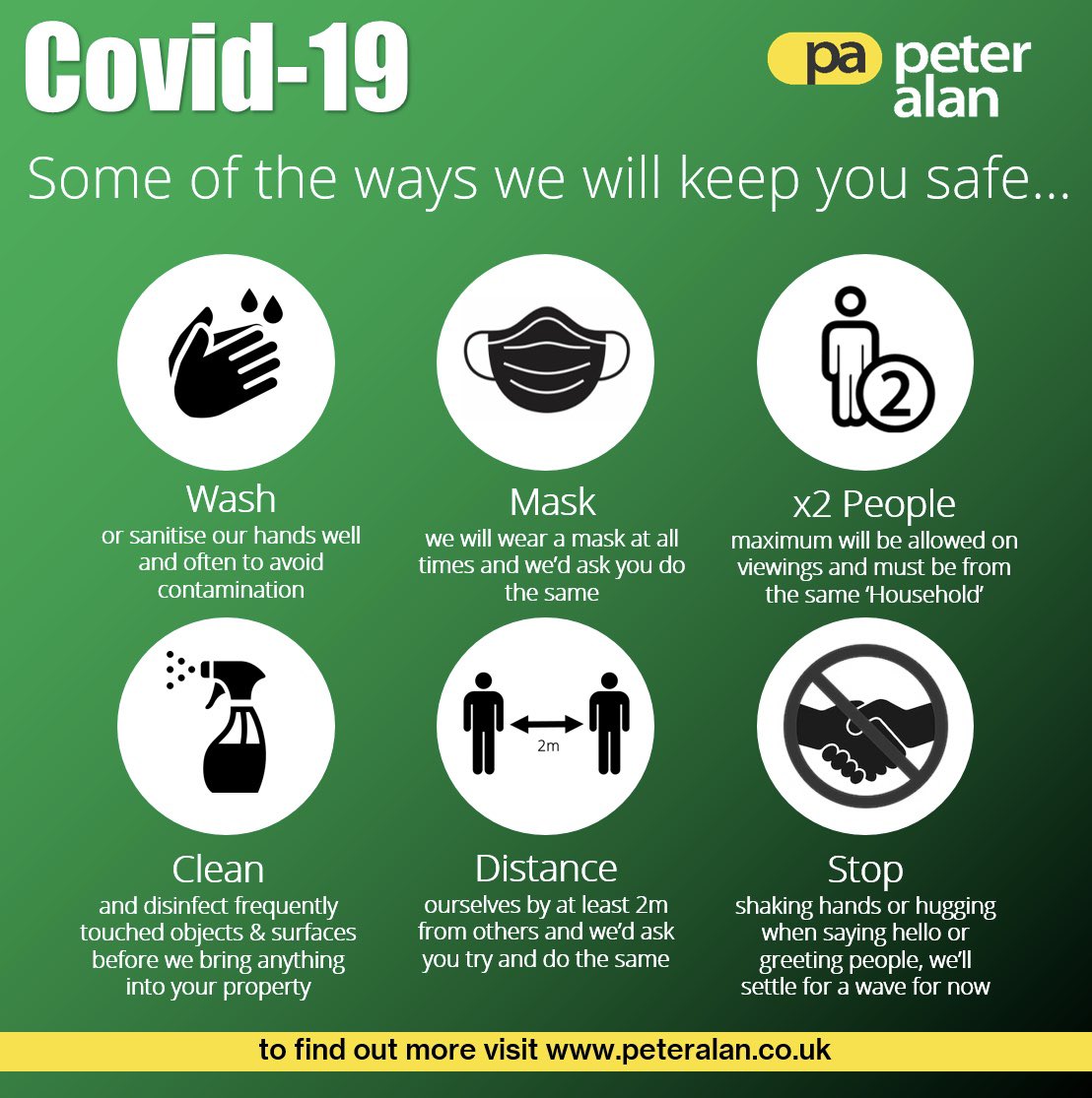 peteralanltd's tweet photo. These are just some of the ways we’re changing the way we work to ensure your safety... 🧼😷

#SafeAsHouses #GoldStandard #SafeAgent #CovidSecure #BestPrice #PeterAlan #Wales #Cymru #TakingYouHome #WalesNo1 #WeAreBack https://t.co/D7bqajUpTp
