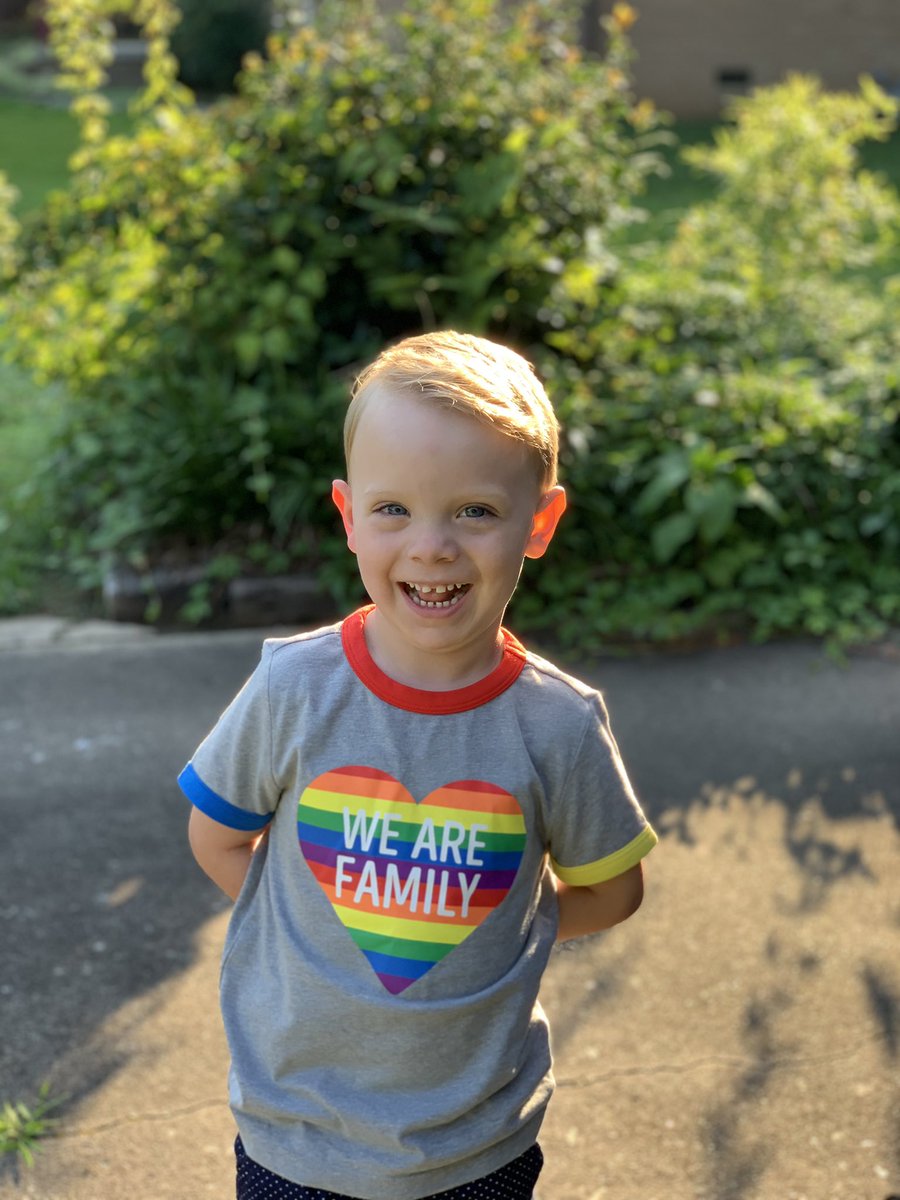Ms3mmy's tweet image. When baby boy is ready to show out at school in his pride shirt🏳️‍🌈♥️ and it matches mama’s😎 #loveislove #PrideMonth #wearefamily #takepride