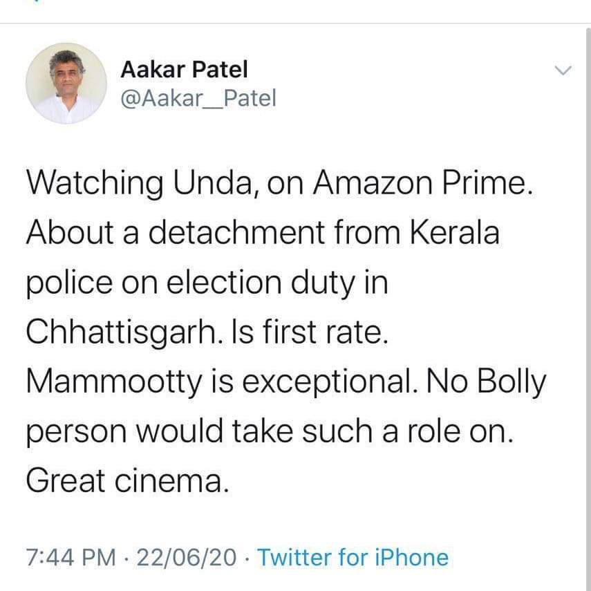 Mfwaiksa's tweet photo. Yet another bona fide compliment for Mani sir and #UNDA! Thank you sir!
Mammootty | #KhalidRahman | #KrishnanSethukumar | #GeminiStudios | Moviee Mill https://t.co/ILCK36Taay