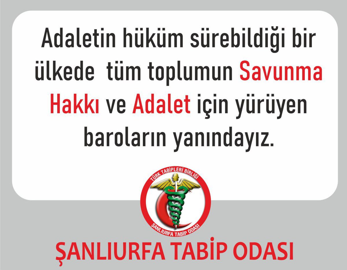 Adaletin hüküm sürebildiği bir ülkede tüm toplumun Savunma hakkı ve Adalet için yürüyen baroların yanındayız.
#SavunmaDurdurulamaz #SavunmaYürüyor