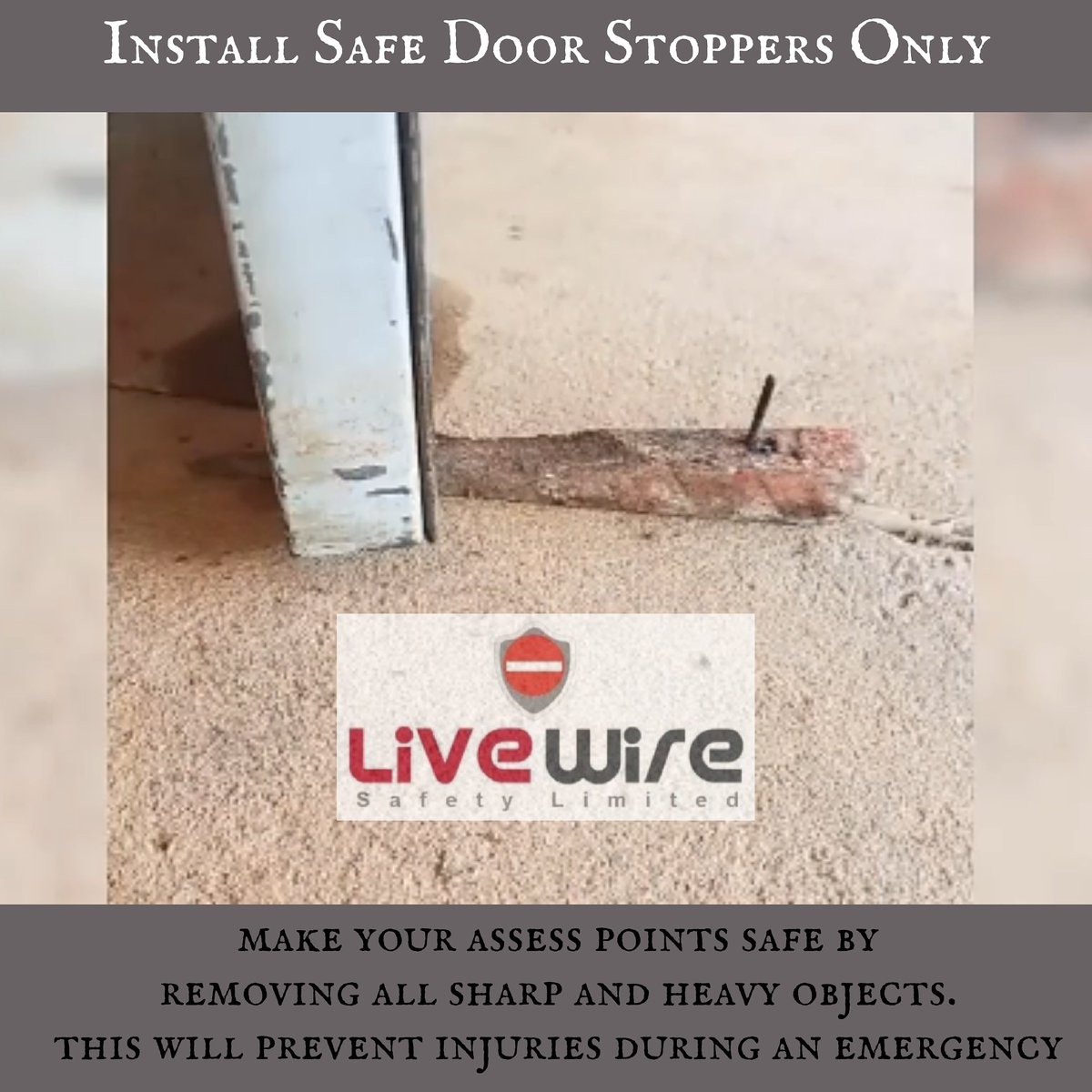 LIVEWIRESAFETY1's tweet photo. Examine entrances to make sure there are no sharp or heavy objects that can cause injuries.
#SafetyFirst  #staysafe https://t.co/Jjj5E4KArs