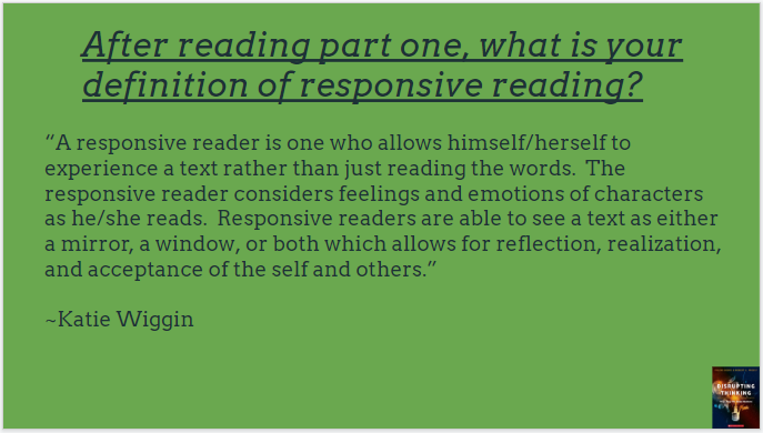 How do teachers start their summer? ...by learning!  I'm so enjoying this book study about #disruptingthinking <a href="/KyleneBeers/">Kylene Beers</a>  <a href="/themrsgrider/">sabrinagrider</a>