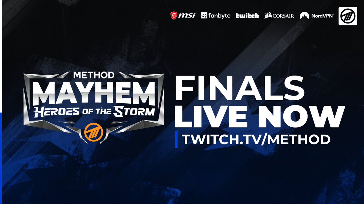 Method's tweet photo. And we're off!
Head over to the Method channel to catch a full day of @BlizzHeroes games casted by @Tetcher and @Khaldor!
Day 1 of the Method Mayhem Heroes of the Storm Finals starts NOW!
🔴LIVE: https://t.co/HL8m1GtXo6
#MethodWay
#MethodMayhem https://t.co/iVTEmxucLZ