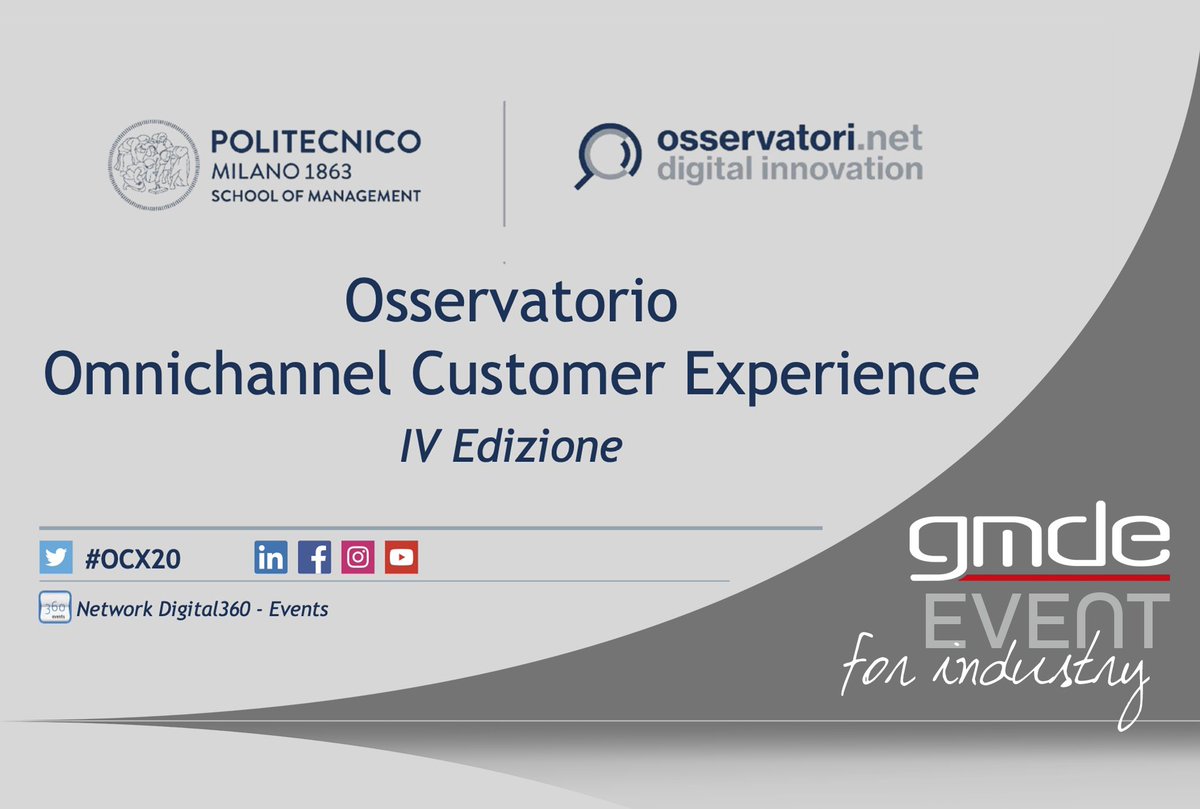 GMDE_srl's tweet photo. Siamo Partner dell'Osservatorio #Omnichannel #CustomerExperience @Polimi @Osserv_Digital
A novembre convegno presentazione della ricerca  https://t.co/mLFurXkLmJ #digitalmarketing #digitalstrategy #digitaltransformation #experienceplatform #customerjourney #customersatisfaction https://t.co/RSMBoWPpDt