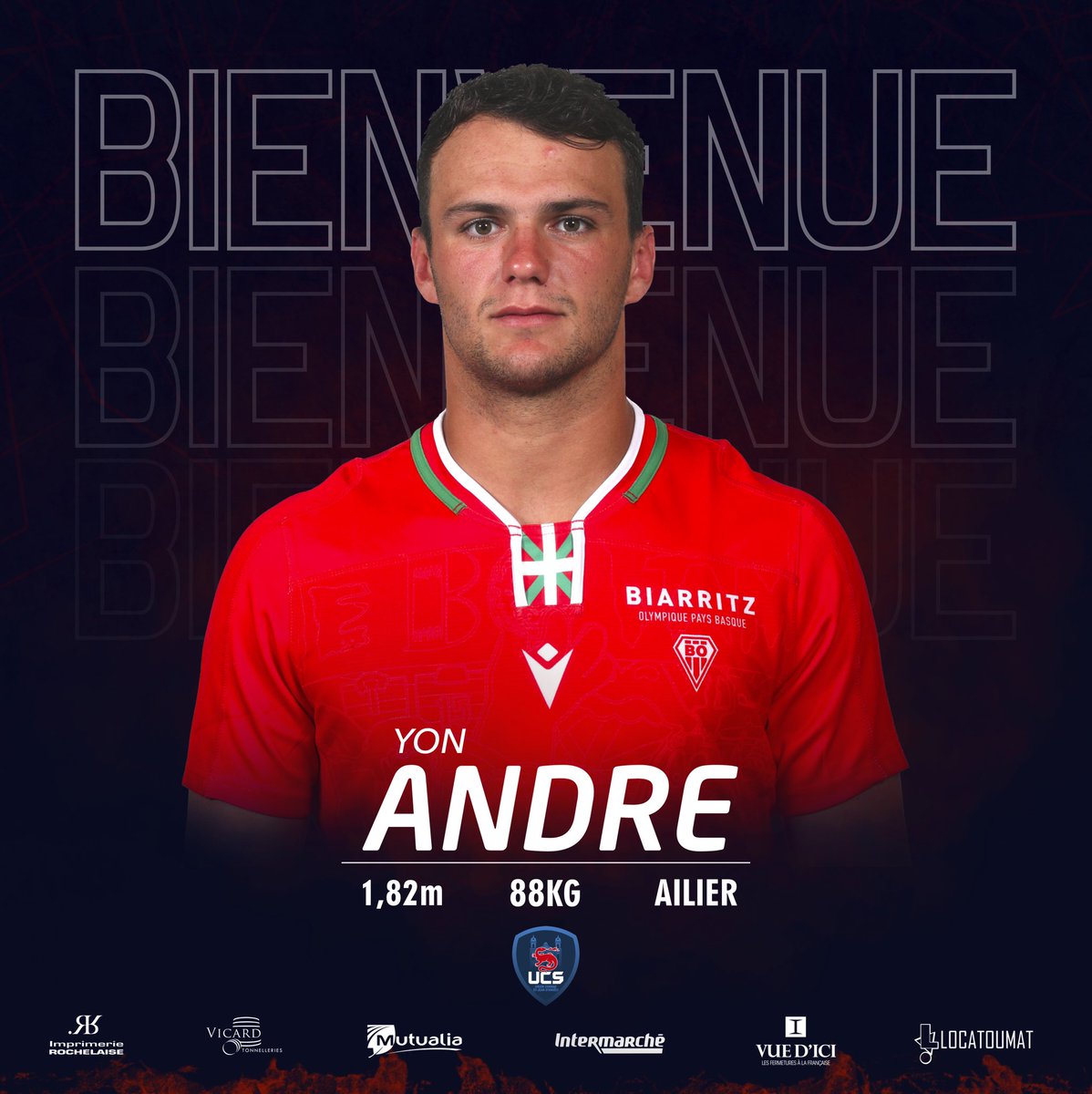 ucs_rugby's tweet photo. 🔝Nouvelle recrue !
Yon André, en provenance du @BOPBweb, portera lui aussi les couleurs de l’UCS la saison prochaine !
Bienvenue Yon !
UCS🔴🔵
#sport #saintjeandangely #cognac #prod3 @InfosProD3 https://t.co/PmNIfjq1m9