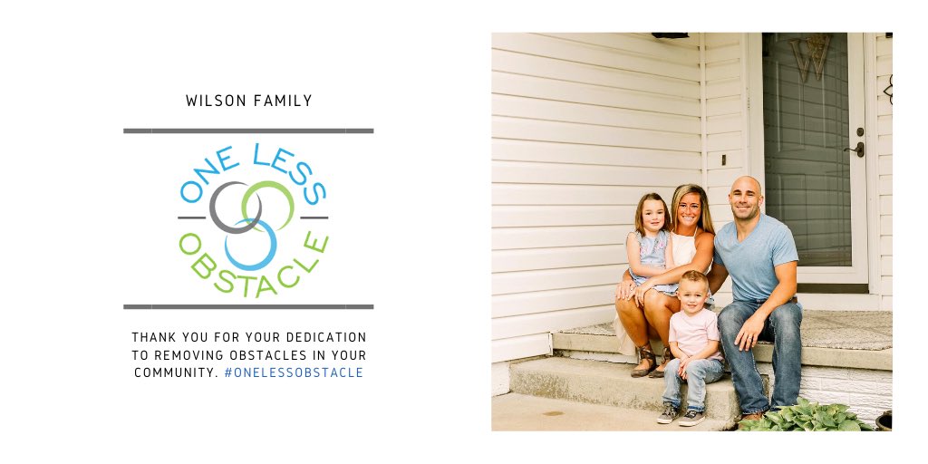 onelessobstacle's tweet photo. Thank you to the Wilson family for removing obstacles in their community and communities beyond their own. 

*know someone removing obstacles? Let us know, we’d love to highlight them! https://t.co/TljI3dvMIa