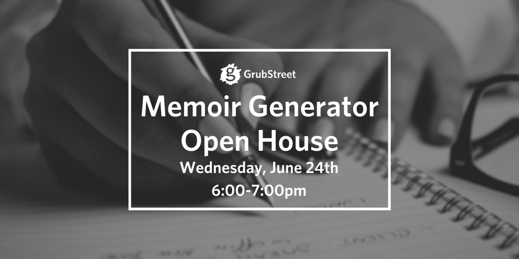 GrubWriters's tweet photo. THIS WEDNESDAY come to our Memoir Generator Open House &amp; Info Session with @michelledseaton if you're thinking about applying! Come with any questions you have and we'll provide the answers: https://t.co/Wx346YbDaD https://t.co/iP1wdq9XaN