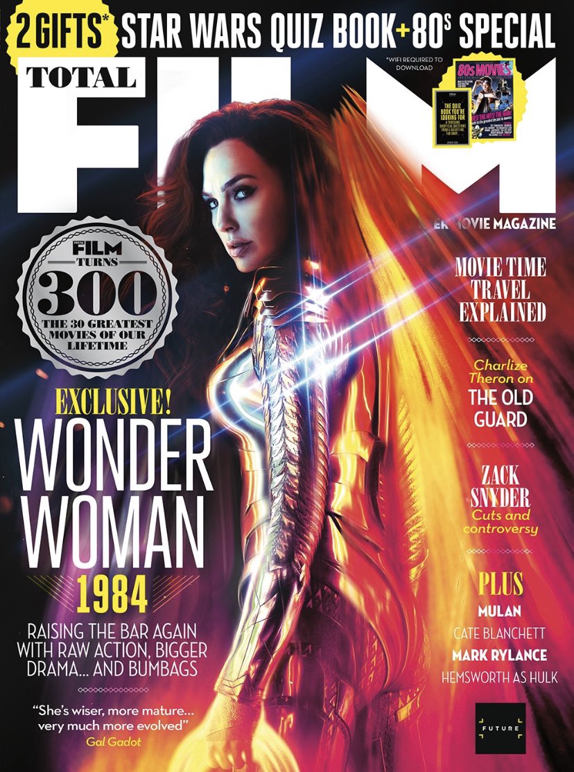 GalGadot's tweet photo. I know I keep saying it, but I’m SO excited to share #WW84 with the world! For a sneak peek check out the latest issue of @totalfilm . 🙅🏻‍♀️ 🌍 💫 https://t.co/RJSP5a5QlT